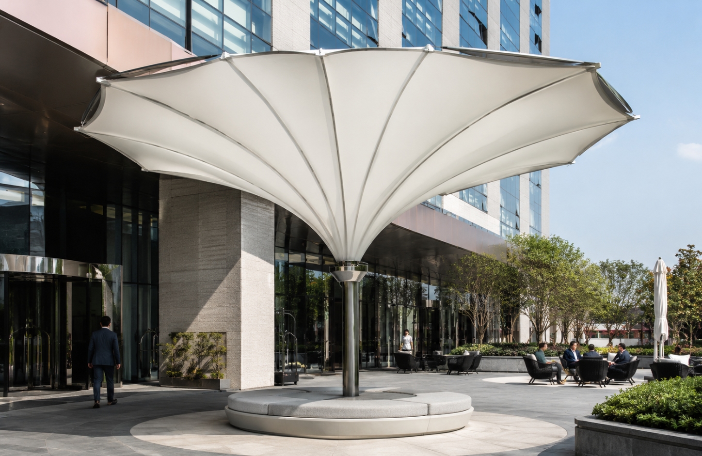 Inverted Umbrella Tensile Structure Commercial & Hospitality Sites-1