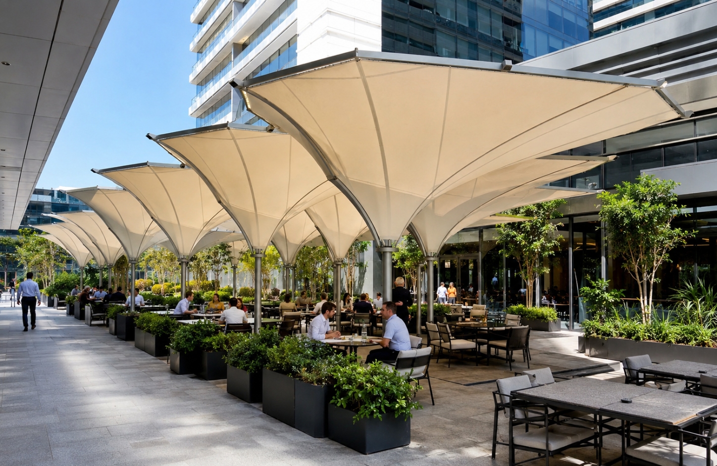 Inverted Umbrella Tensile Structure Commercial & Hospitality Sites-2