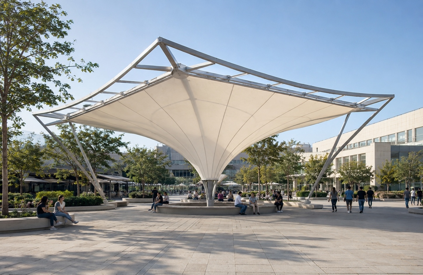 Inverted Umbrella Tensile Structure Plazas & Public Areas-1
