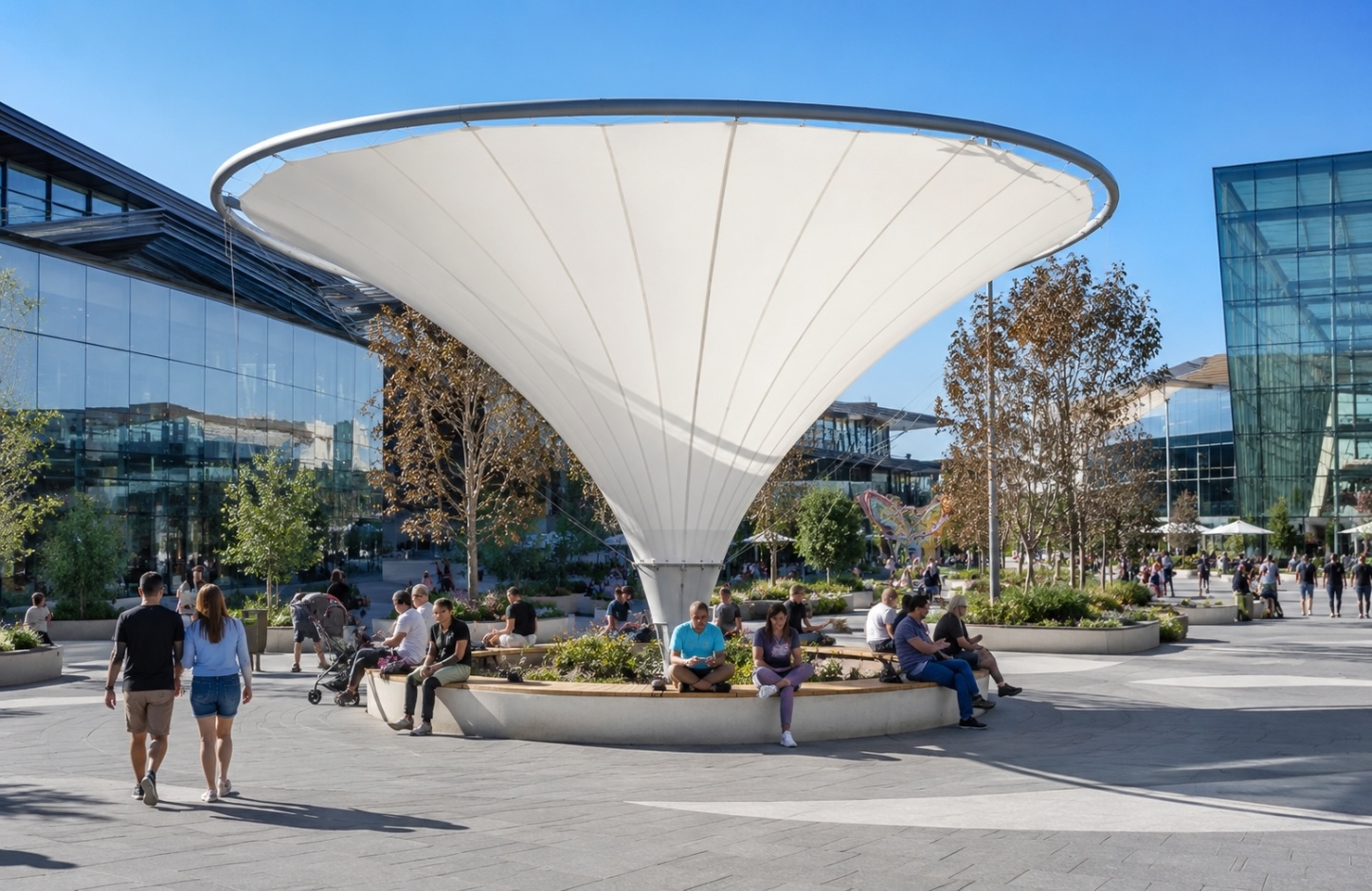 Inverted Umbrella Tensile Structure Plazas & Public Areas-2
