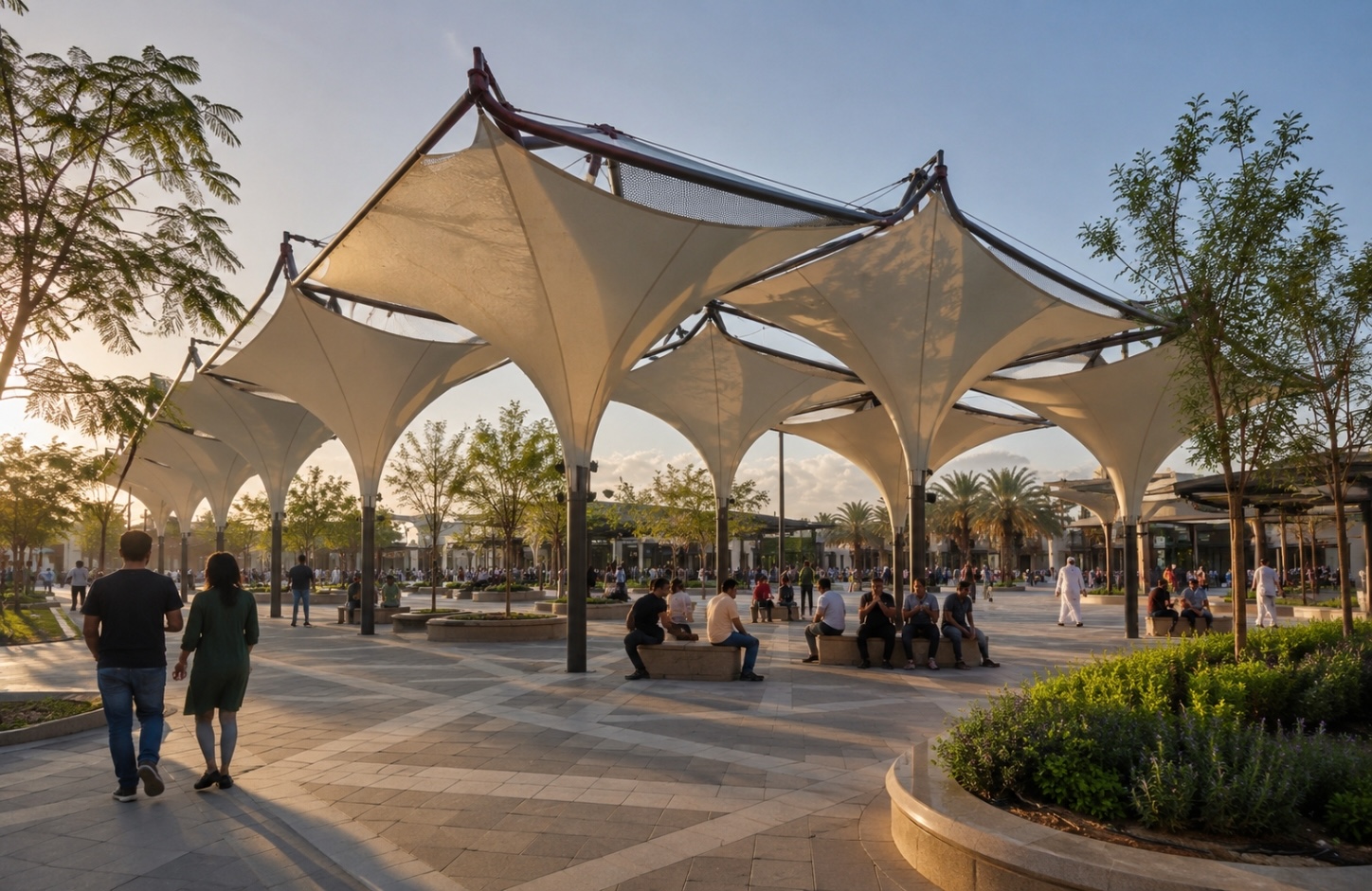 Inverted Umbrella Tensile Structure Plazas & Public Areas-3