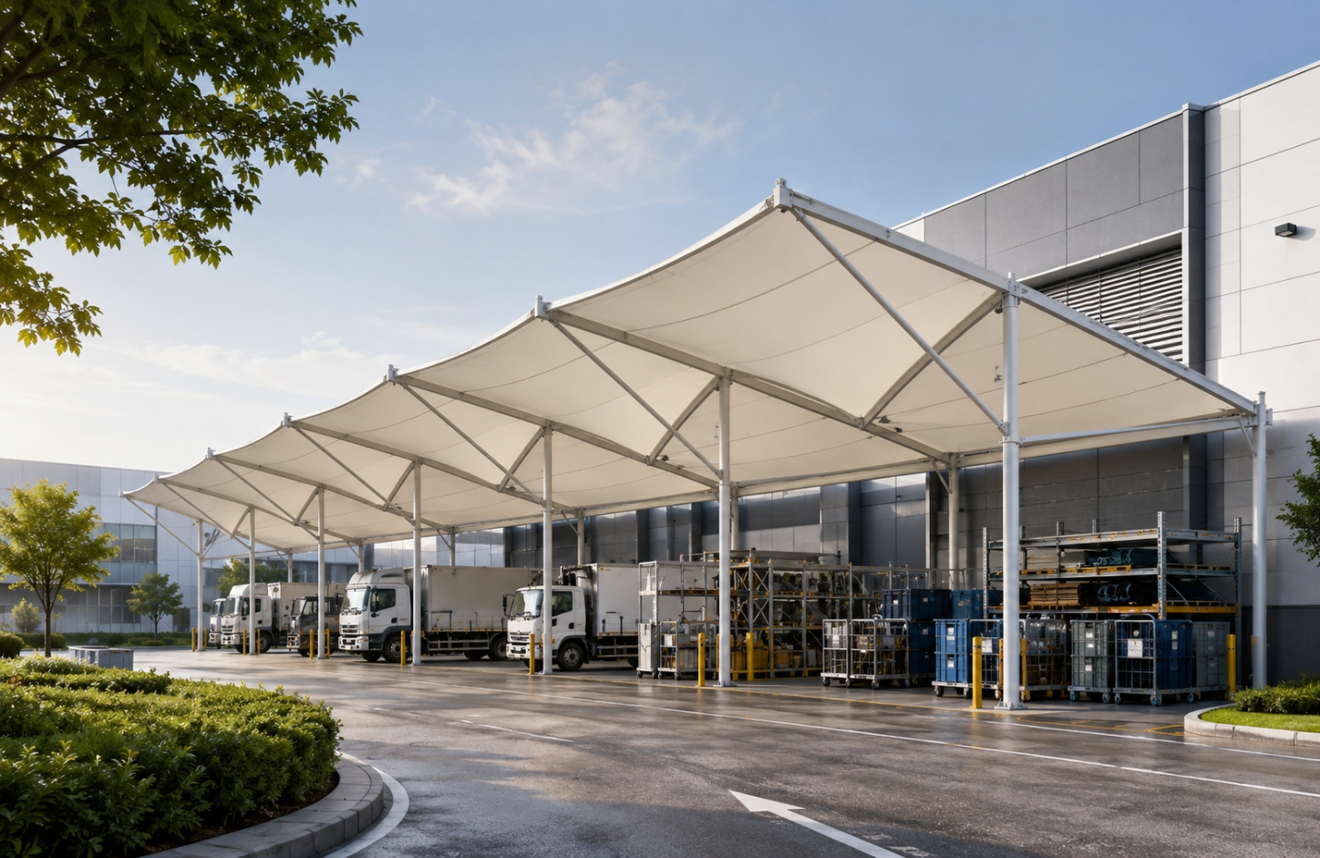 Modular tensile structure sheds APPLICATIONS Commercial Facilities-1