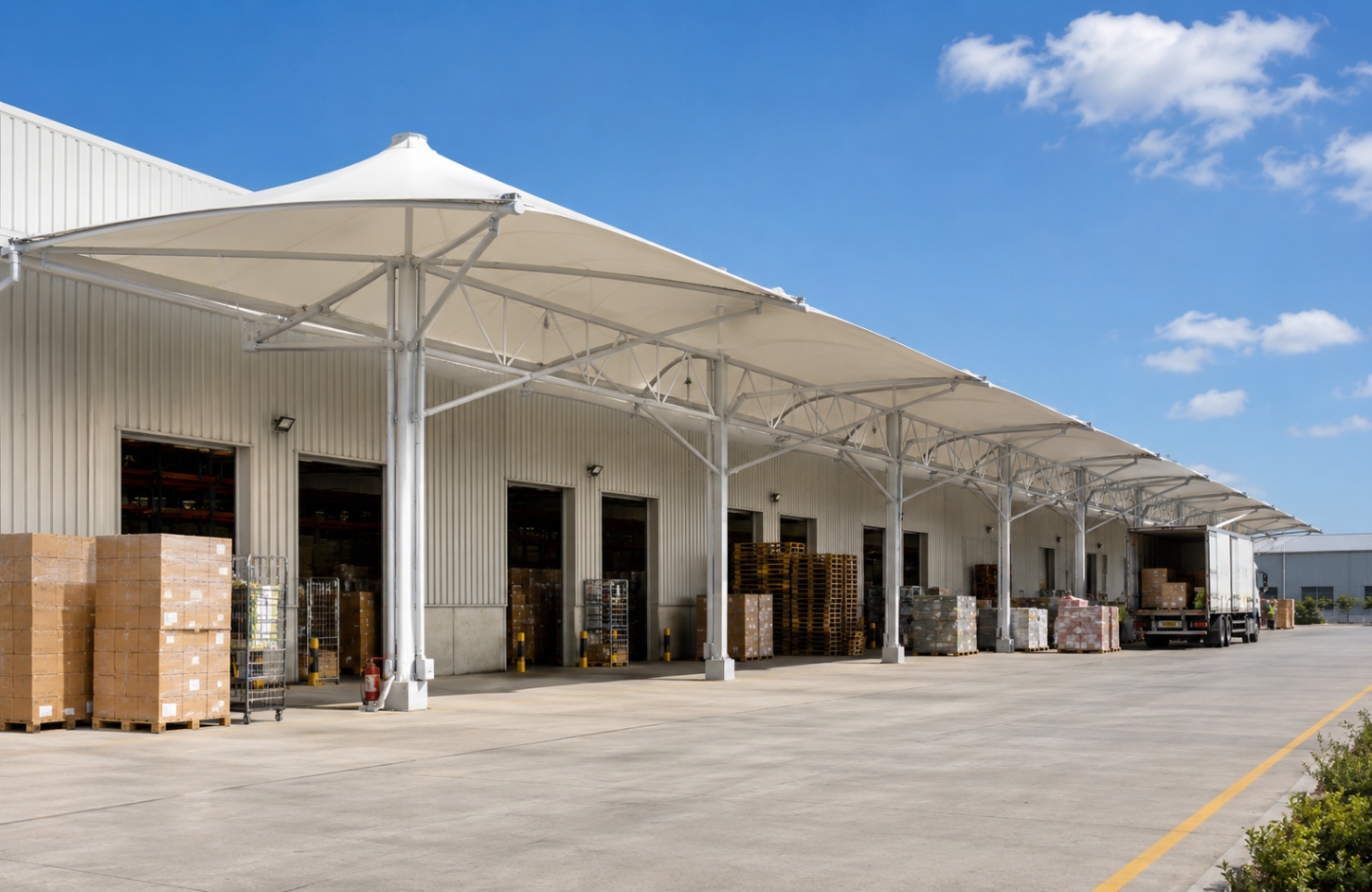 Modular tensile structure sheds APPLICATIONS Industrial Premises-1