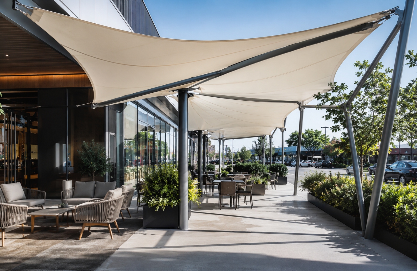 Outdoor tensile structures APPLICATIONS Commercial Premises-1-1