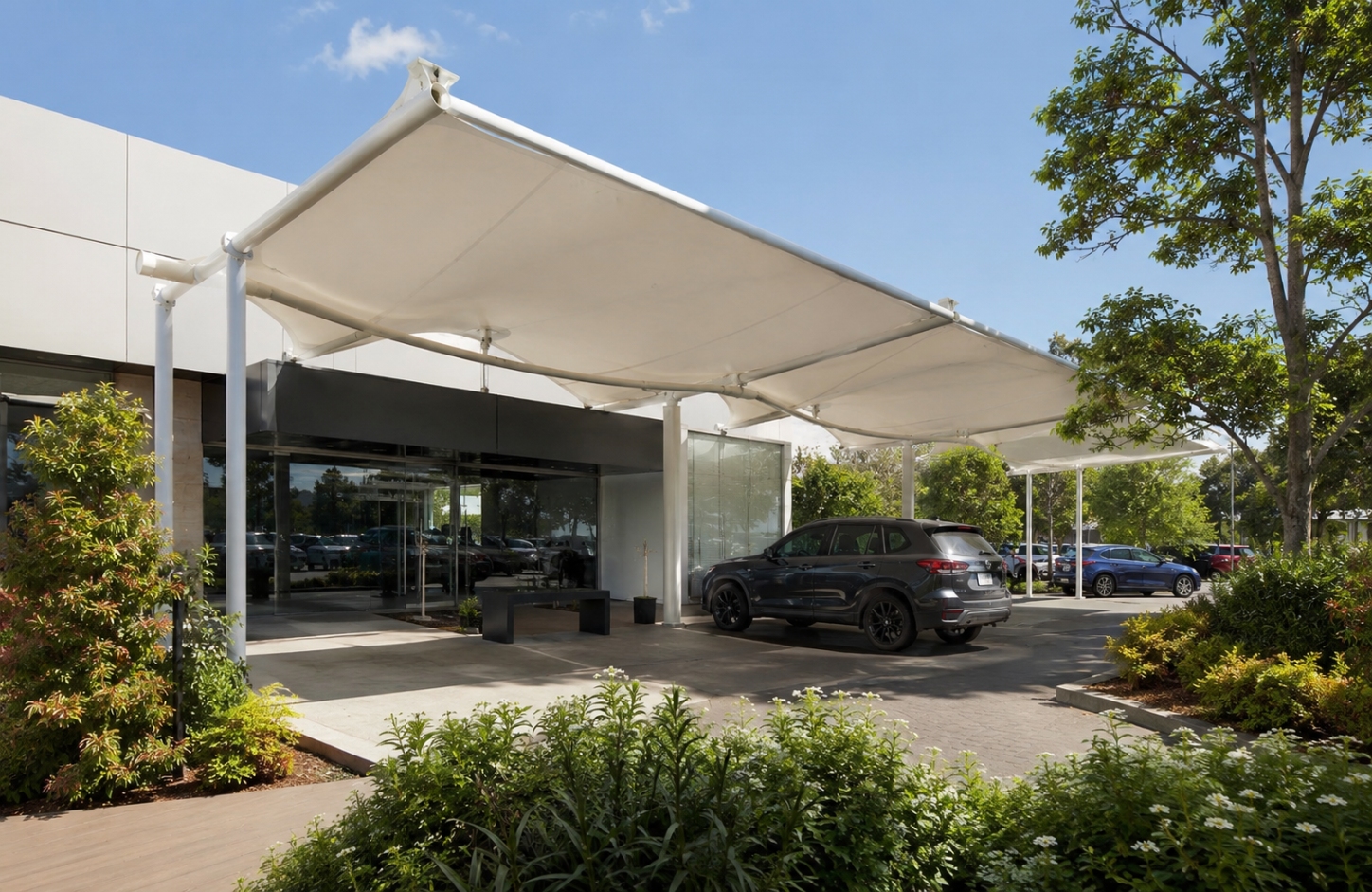 Outdoor tensile structures APPLICATIONS Commercial Premises-1-2