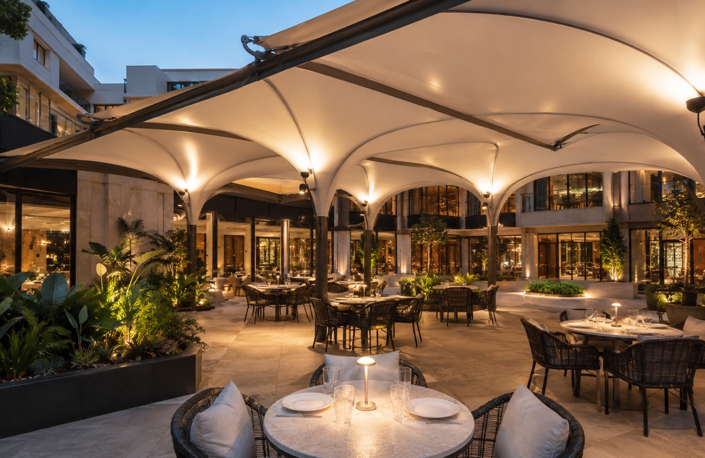 Outdoor tensile structures APPLICATIONS Hospitality Spaces-1