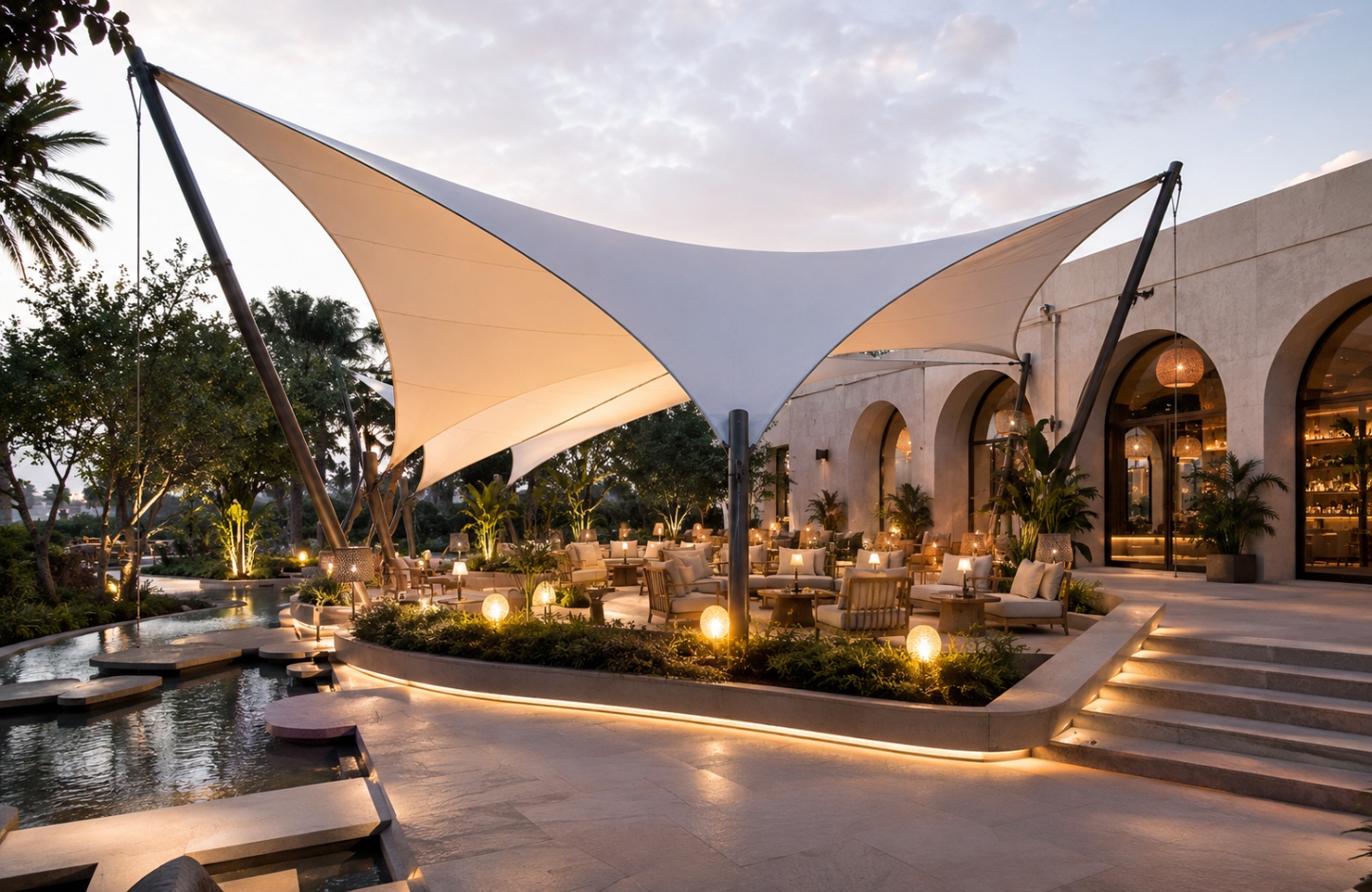Outdoor tensile structures APPLICATIONS Hospitality Spaces-1