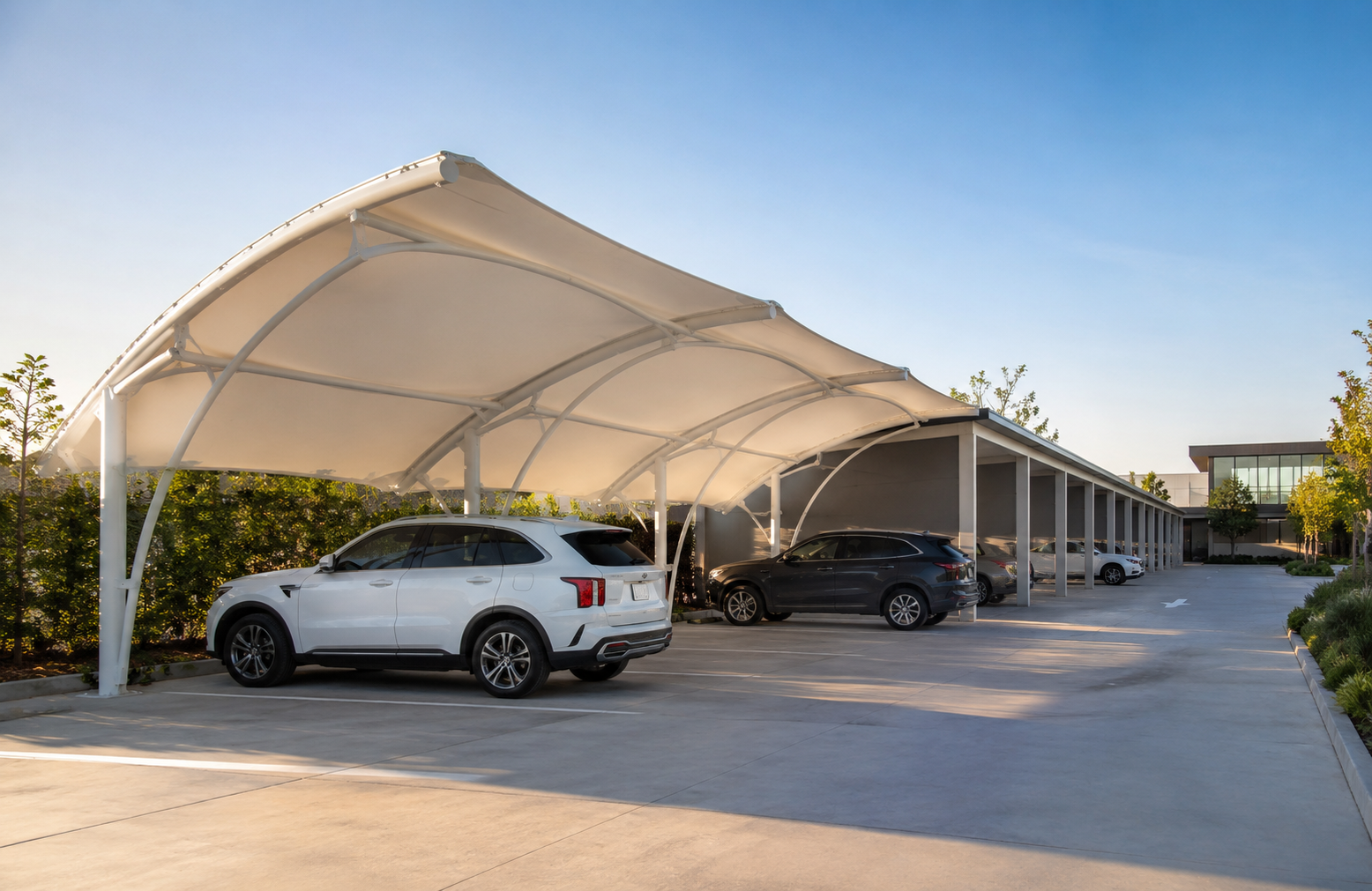 PVC tensile fabric APPLICATIONS Parking & Shed Systems-2