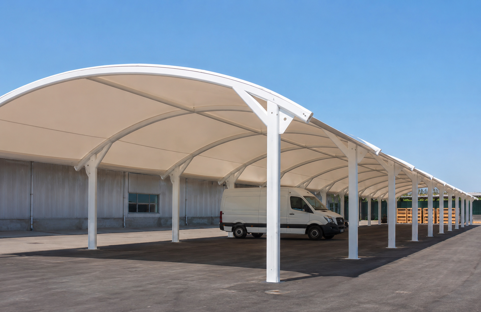 PVC tensile fabric APPLICATIONS Parking & Shed Systems-3