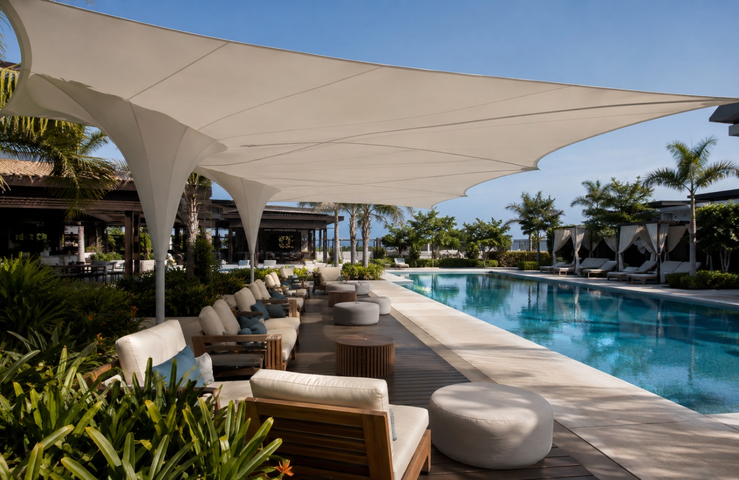 PVC tensile fabric APPLICATIONS Poolside & Leisure Spaces-3