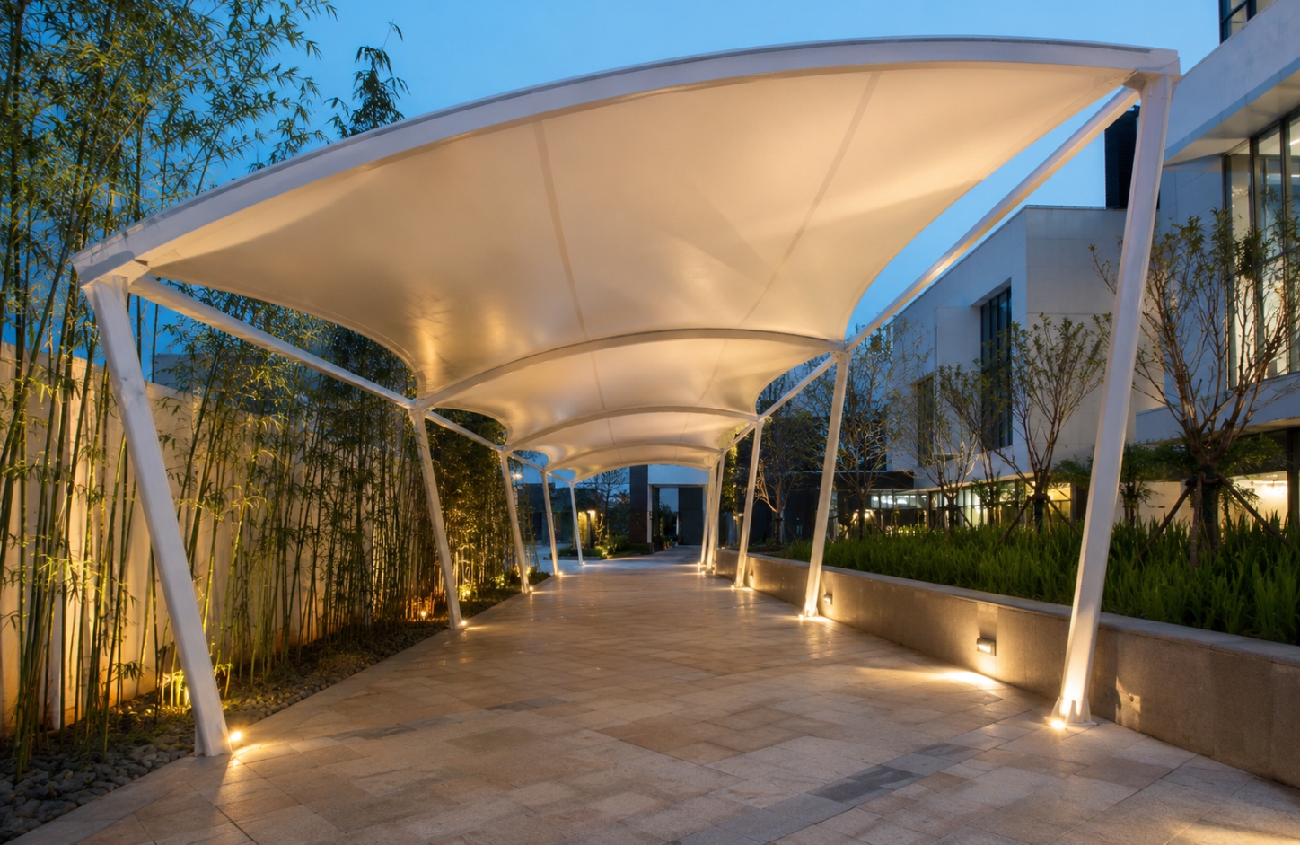 PVC tensile fabric APPLICATIONS Walkway & Canopy Structures-1