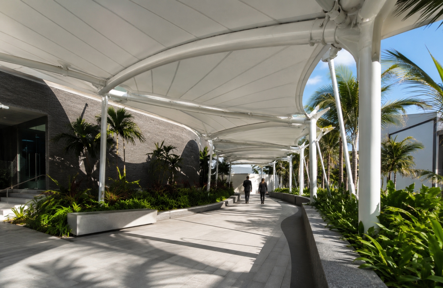 PVC tensile fabric APPLICATIONS Walkway & Canopy Structures-2