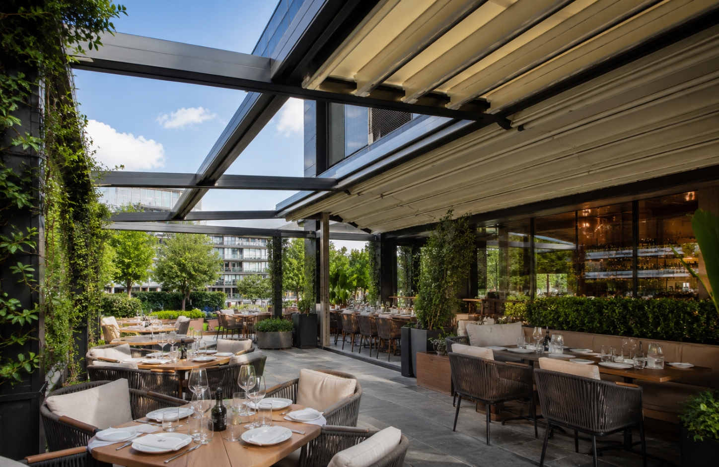 Retractable Roof Tensile Fabric Shed Restaurants & Cafés-1
