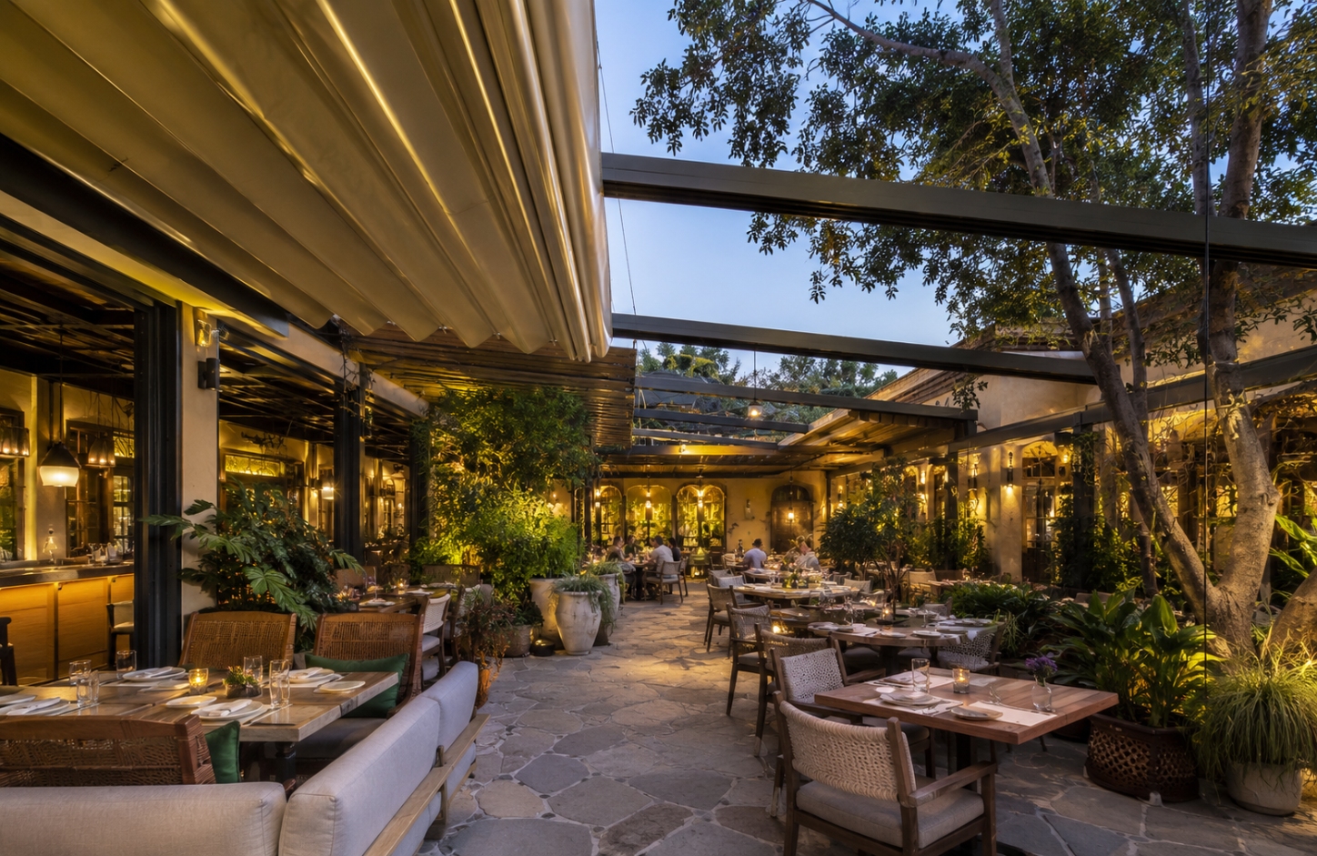 Retractable Roof Tensile Fabric Shed Restaurants & Cafés-2