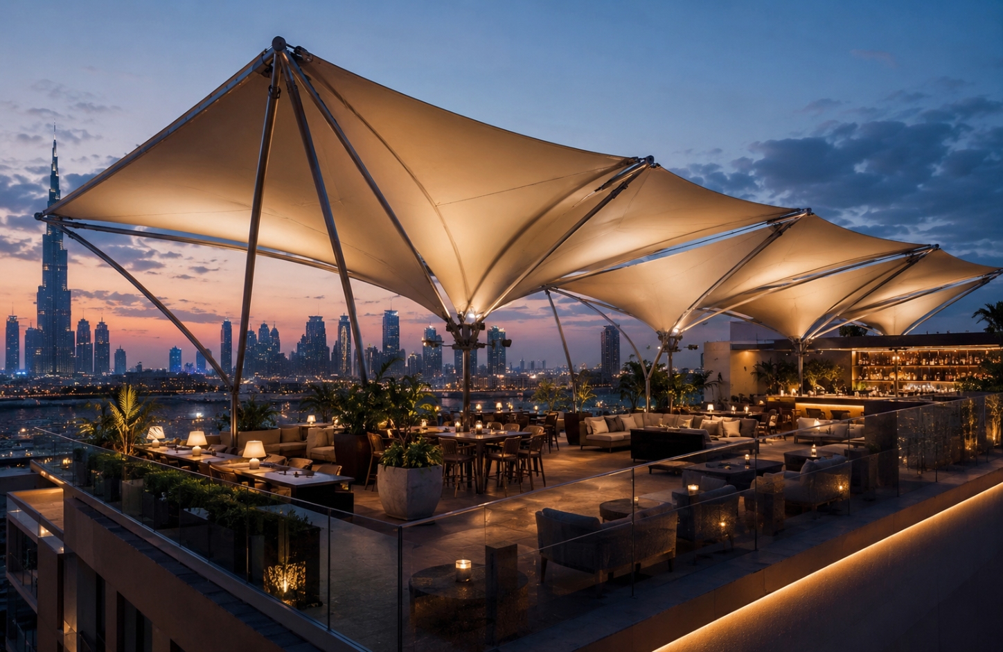 Rooftop tensile covers Hospitality Rooftops-1
