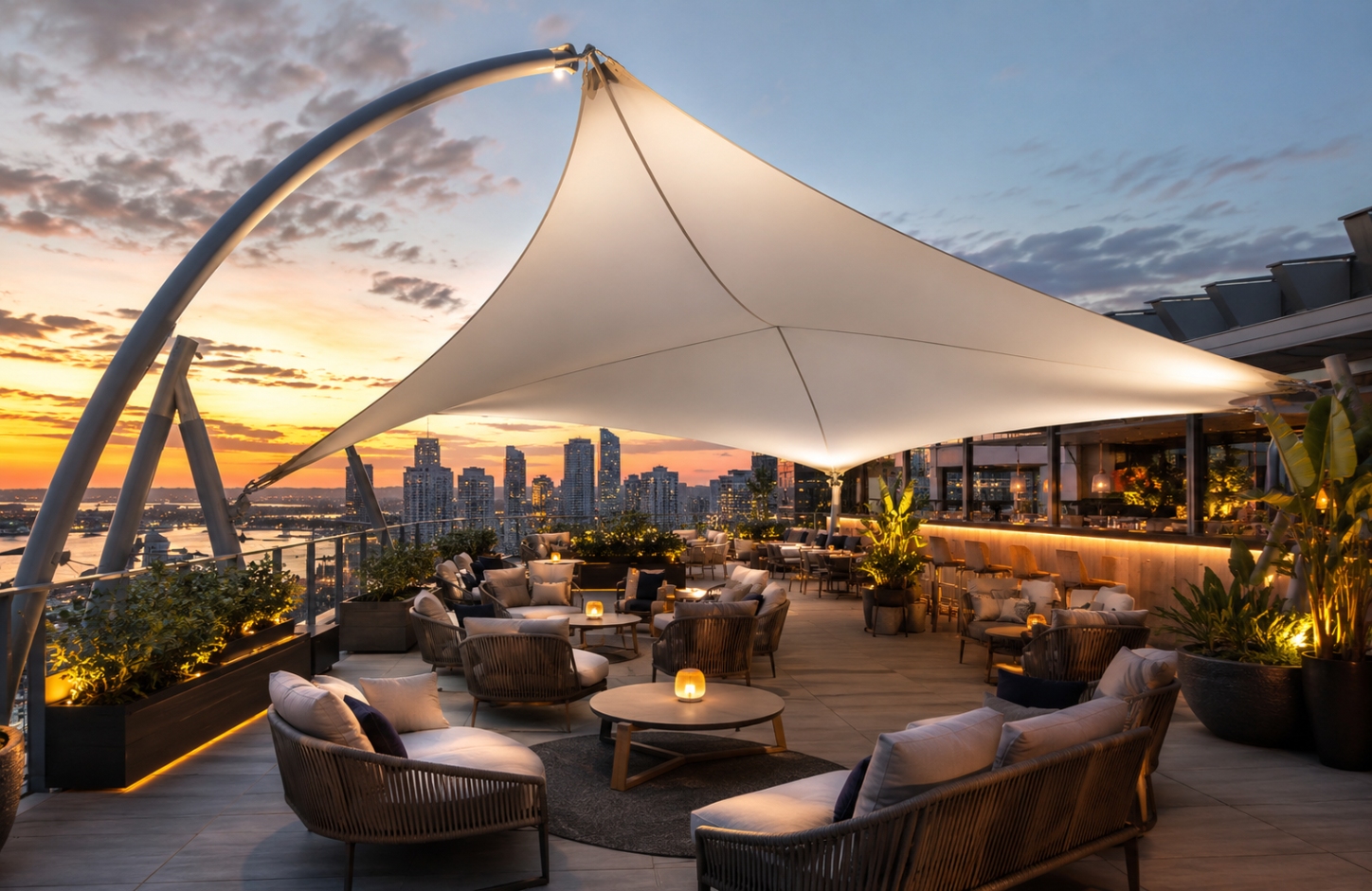 Rooftop tensile covers Hospitality Rooftops-2