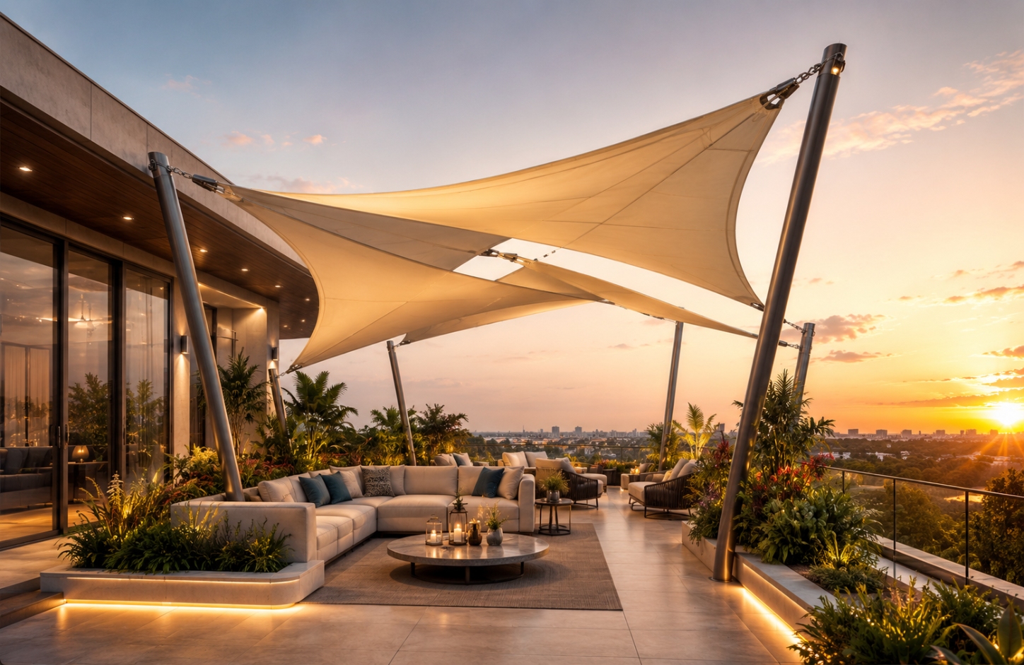 Rooftop tensile covers Residential Terraces-2