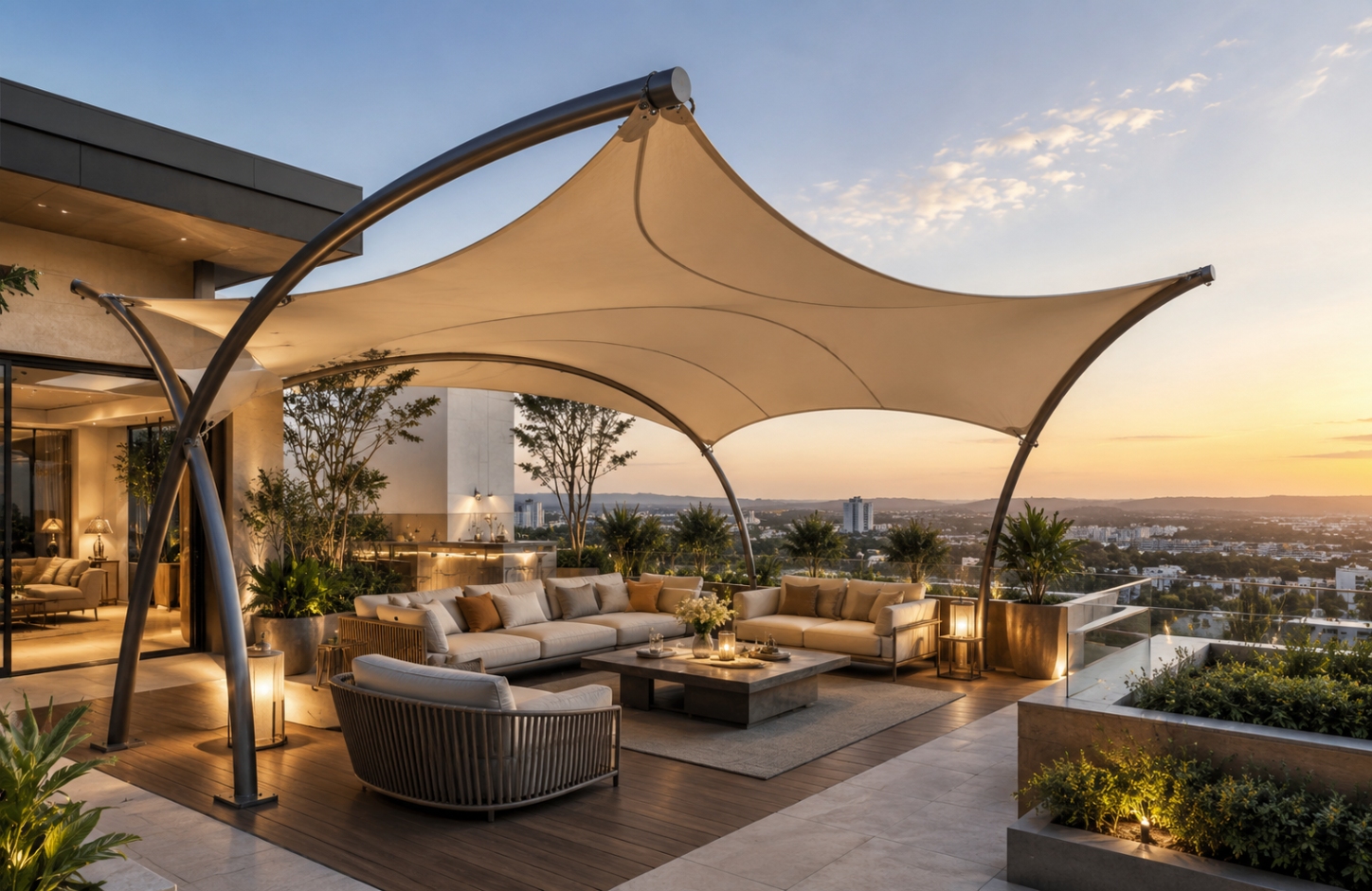 Rooftop tensile covers Residential Terraces-3
