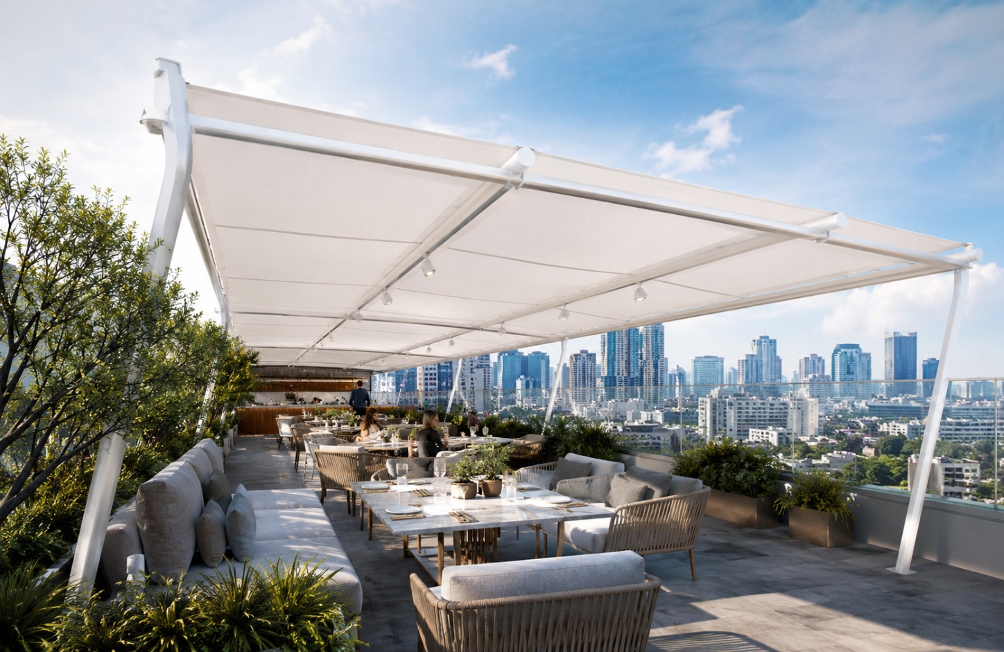 Rooftop tensile covers Rooftop Cafés & Lounges-1