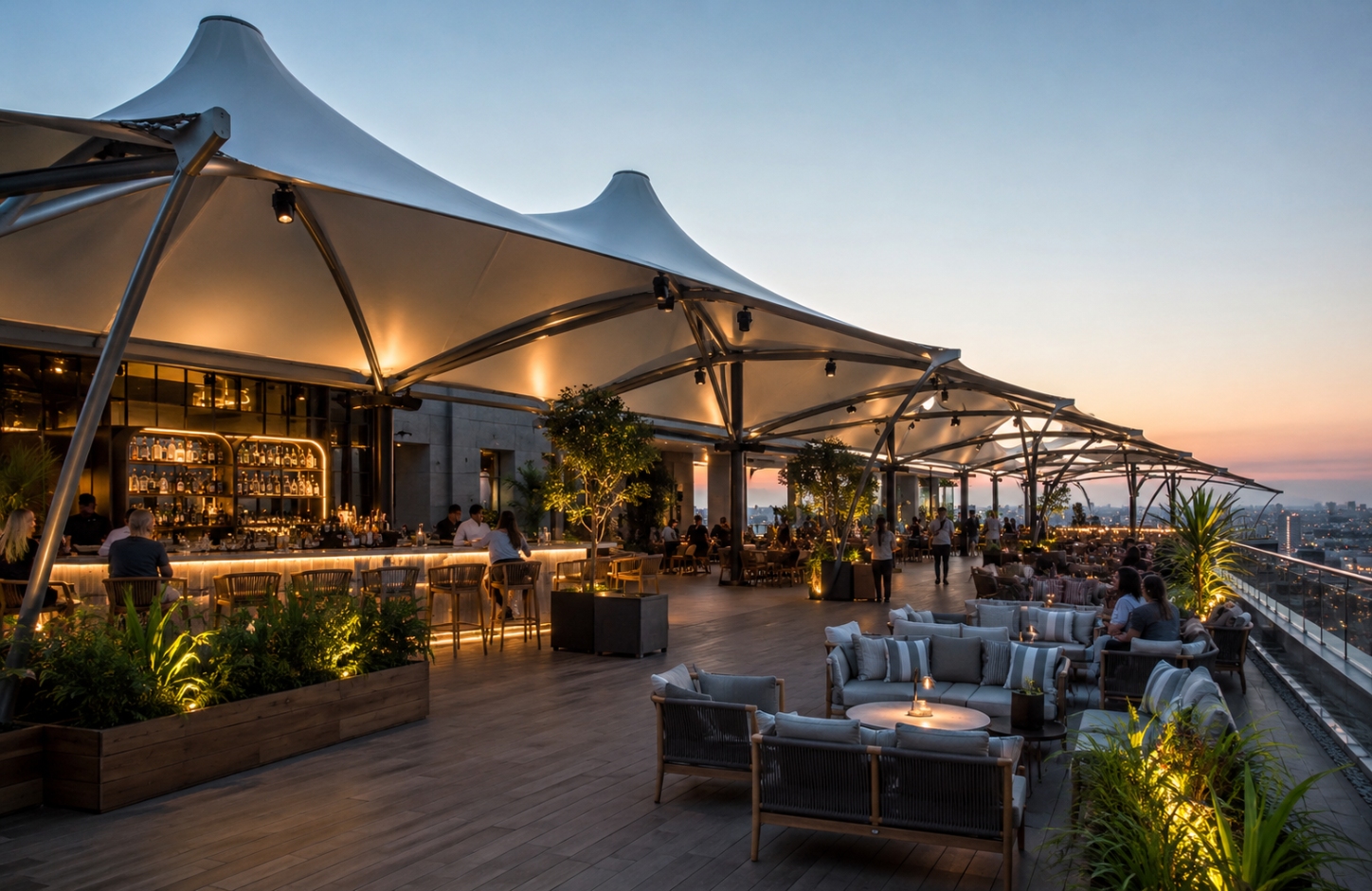 Rooftop tensile covers Rooftop Cafés & Lounges-2