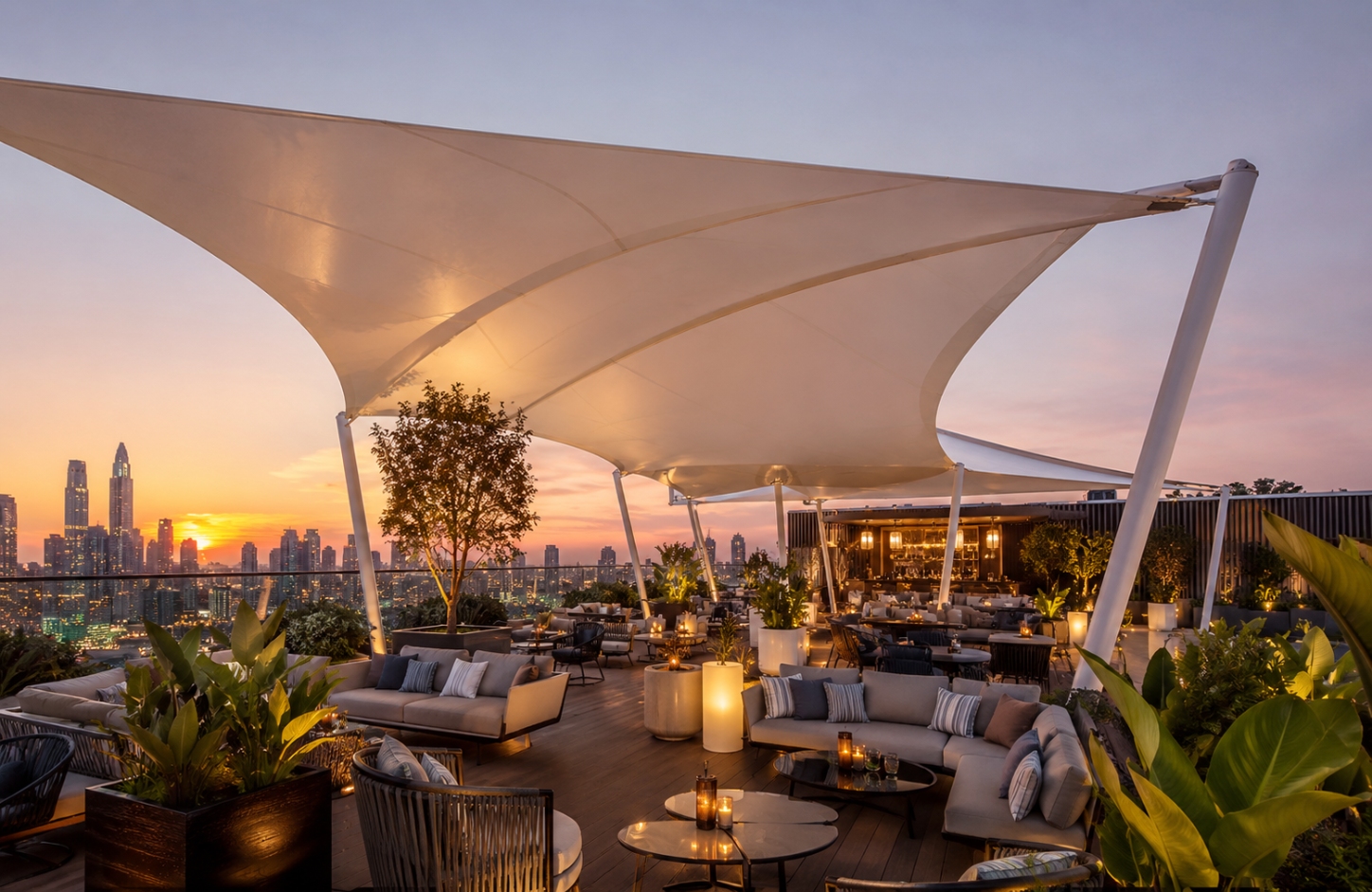 Rooftop tensile covers Rooftop Cafés & Lounges-3