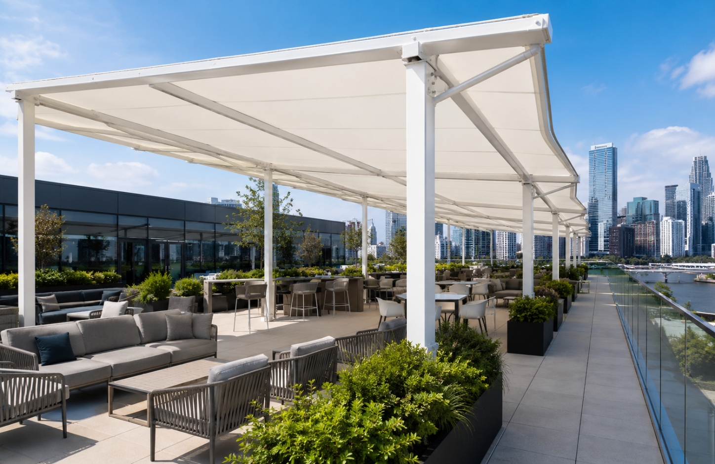 Rooftop tensile covers Rooftop Commercial Terraces-3