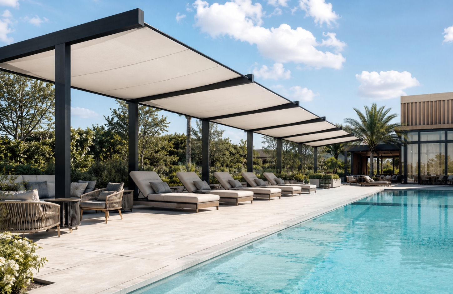 SWIMMING POOL TENSILE COVERS Clubs & Recreational Spaces-1