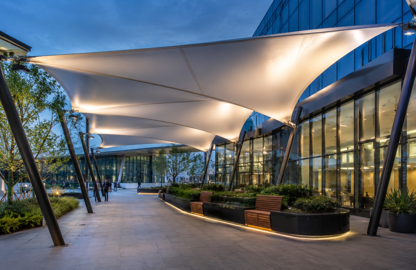 Tensile membrane structures APPLICATIONS Commercial Spaces-1